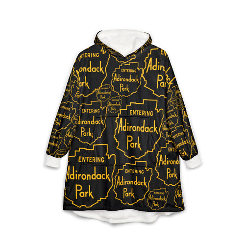 Entering Adirondack Park Hooded Blanket - Black