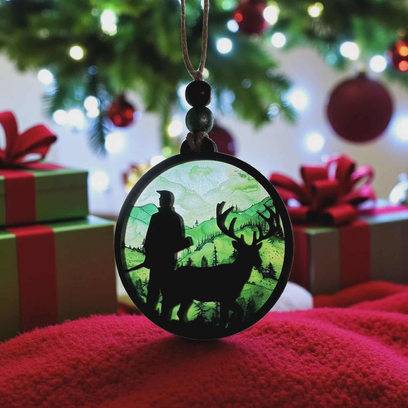 Hunter with Deer Ornament-Suncatcher