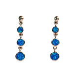 Round Blue Opal Dangle Earrings